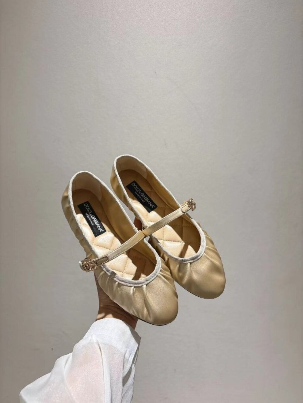 Dolce & Gabbana Gold Ballet Mary Jane Flats